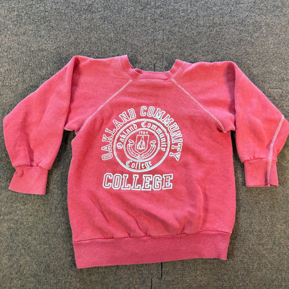 Vintage 70's rare Velva Sheen Oakland Community College Sweatshirt Kids Medium